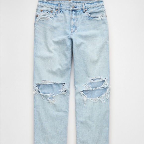 American Eagle Outfitters Light Blue Distressed Wide Leg Jeans - Picture 1 of 3